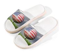Mexpekil Pantofole estive in lino con bandiera a forma di pallina da golf, per donne e uomini, con punta aperta, Multi, 6/6.5 UK Wide