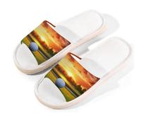 Mexpekil Pantofole estive in lino con pallina da golf, per donne e uomini, con punta aperta, Multi, 39.5/40.5 EU