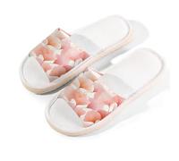 Mexpekil Pantofole in lino per donne e uomini, antiscivolo, con punta aperta, estive, per interni ed esterni, Foglia Di Ginkgo Rosa, 41/42 EU
