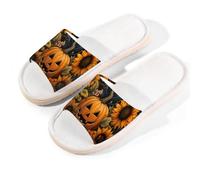 Mexpekil Pantofole in lino per donne e uomini, antiscivolo, con punta aperta, estive, per interni ed esterni, Girasole di zucca, 40/40.5 EU