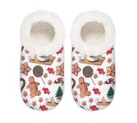 Mexpekil Pantofole natalizie a forma di omino di pan di zenzero, per donne e uomini, in memory foam, comode, antiscivolo, Multi, 10.5/12 UK Wide