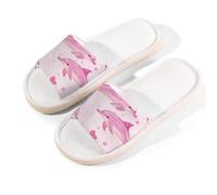 Mexpekil Pantofole rosa a forma di delfino per donne e uomini, scarpe estive in lino con punta aperta, Multi, 39.5/40.5 EU