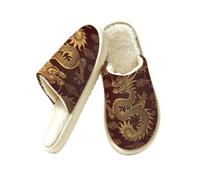 Mexpekil Pantofole soffici per donne e uomini (39-40) | Pantofole da casa antiscivolo con drago cinese, pantofole invernali calde in memory foam, scarpe da casa in peluche