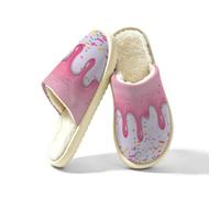 Mexpekil Pantofole soffici per donne e uomini (4,5-5,5 UK) | Ciambella Rosa Dolce Cibo Antiscivolo Casa Pantofole Slip on Inverno Caldo Pantofole Memory Foam Peluche Casa Scarpe