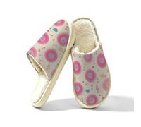 Mexpekil Pantofole soffici per donne e uomini (4,5-5,5 UK) | Pantofole antiscivolo in vinile rosa con note musicali, pantofole invernali calde, in memory foam, scarpe da casa