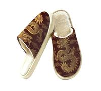 Mexpekil Pantofole soffici per donne e uomini (40-40) | Pantofole da casa antiscivolo con drago cinese, pantofole invernali calde in memory foam, scarpe da casa in peluche