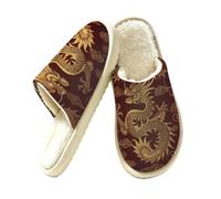 Mexpekil Pantofole soffici per donne e uomini (40-42) | Pantofole da casa antiscivolo con drago cinese, pantofole invernali calde in memory foam, scarpe da casa in peluche