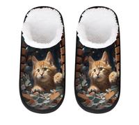 Mexpekil Pantofole soffici per donne e uomini, Cat Break Open, 4/7 UK Wide