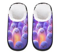 Mexpekil Pantofole soffici per donne e uomini, Fantasmi sorridenti Viola, 8/11 UK Wide