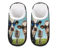 Mexpekil Pantofole soffici per donne e uomini, Le mucche fresche cantano, 8/11 UK Wide
