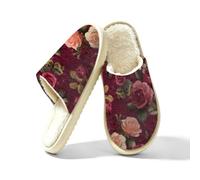 Mexpekil Pantofole soffici per donne e uomini, Lettera Vintage Rosa Rossa
