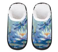 Mexpekil Pantofole soffici per donne e uomini, Libellule Lotus Art, 8/11 UK Wide