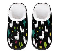 Mexpekil Pantofole soffici per donne e uomini, Llama Cactus, 4/7 UK Wide