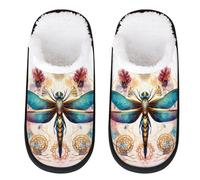 Mexpekil Pantofole soffici per donne e uomini, Magia libellula, 8/11 UK Wide