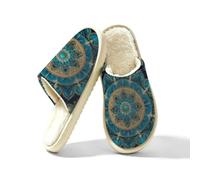 Mexpekil Pantofole soffici per donne e uomini, Mandala Floreale Teal Lotus