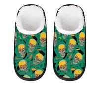 Mexpekil Pantofole soffici per donne e uomini, Raffreddare Teschi Con Neon Occhi 2, 4/7 UK Wide