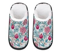 Mexpekil Pantofole soffici per donne e uomini, Ramo rosa melograno verde acqua, 8/11 UK Wide