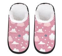 Mexpekil Pantofole soffici per donne e uomini, Stelle Nuvole Rosa, 4/7 UK Wide