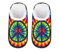 Mexpekil Pantofole soffici per donne e uomini, Tie-Dye segno di pace, 4/7 UK Wide