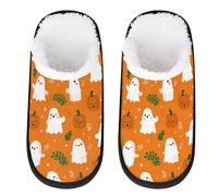 Mexpekil Pantofole soffici per donne e uomini, Zucche fantasmi di Halloween, 4/7 UK Wide