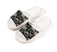 Mexpekil Pantofole vintage con teschio per donne e uomini, pantofole estive in lino con teschio del giorno dei morti, Multi, 39.5/40.5 EU