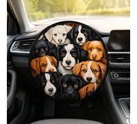 Mexpekil Parasole per volante auto, motivo: cane | Parasole per volante, pieghevole, resistente al calore, universale, in alluminio, 45 cm