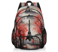 Mexpekil Paris Eiffel - Zaino per la scuola con pittura a olio francese, grande, per ragazze, ragazzi, bambini, impermeabile, per donne e uomini, leggero, per escursionismo, viaggi, 43 cm