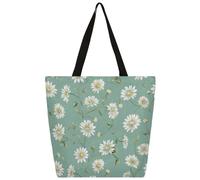 Mexpekil Piccola borsa tote in tela con margherite per donne ragazze borse per la spesa riutilizzabili grandi borse da donna borsa a tracolla multiuso
