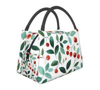 Mexpekil Piccole bacche rosse foglie verdi borse per il pranzo isolate per le donne Lunch box termico adulti grande capacità picnic Cooler Bag portatile pranzo Tote Bag borsa per il lavoro