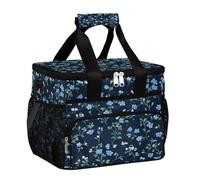Mexpekil Piccolo fiore blu riutilizzabile isolato borse per il pranzo per donne uomini adulti scatola termica pranzo grande riutilizzabile Cooler Lunch Bag per il lavoro picnic attività all'aperto