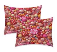 Mexpekil Pink Candy - Confezione da 2 federe in raso per capelli e pelle, con chiusura a busta, morbide e setose, per letto (51 x 66 cm)