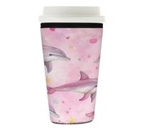 Mexpekil Pink Ocean Sea Delphin - Manicotto riutilizzabile per bevande calde e fredde, in neoprene, per bevande calde e fredde, adatto per 760-793 ml