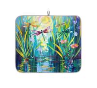 Mexpekil Pittura a olio Estate Animale Libellula Piatto di Asciugatura Mat 40,6 x 45,7 cm, Assorbente Cucina Contatore Stuoie Scolapiatti Pad Quick Dry Coffee Bar Mat