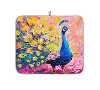 Mexpekil Pittura a olio Pavone Uccello Piatto di Asciugatura Mat 40,6 x 45,7 cm, Assorbente Cucina Contatore Stuoie Scolapiatti Pad Quick Dry Coffee Bar Mat