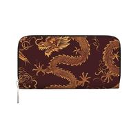 Mexpekil Portafoglio da donna in pelle PU con tasca portamonete con cerniera borsa cinese lunga totem borse per le donne, Nero , Taglia unica, Moderno