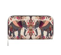 Mexpekil Portafoglio da donna in pelle PU con tasca portamonete con cerniera borsa classica elefante totem borse per le donne, Nero , Taglia unica, Moderno