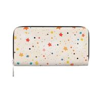 Mexpekil Portafoglio da donna in pelle PU con tasca portamonete con cerniera borsa colorata stella geometria borse per le donne, Nero , Taglia unica, Moderno