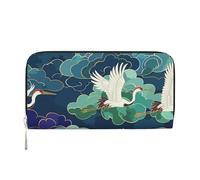 Mexpekil Portafoglio da donna in pelle PU con tasca portamonete con cerniera borsa con gru volante borse per le donne, Nero , Taglia unica, Moderno