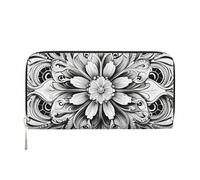 Mexpekil Portafoglio da donna in pelle PU con tasca portamonete con cerniera borsa nera bianca tribale totem borse per le donne, Nero , Taglia unica, Moderno