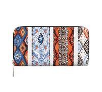 Mexpekil Portafoglio da donna in pelle PU con tasca portamonete con cerniera borsa stile etnico geometria borse per le donne, Nero , Taglia unica, Moderno