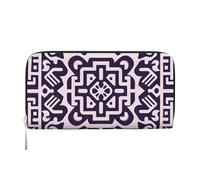 Mexpekil Portafoglio da donna in pelle PU con tasca portamonete con cerniera borsa viola tribù totem borse per le donne, Nero , Taglia unica, Moderno