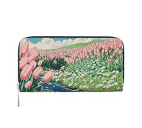 Mexpekil Portafoglio da donna in pelle PU con tasca portamonete con cerniera borsetta Little Stream Tulip borse per le donne, Nero , Taglia unica, Moderno