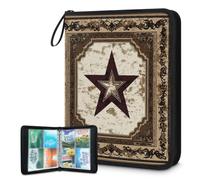 Mexpekil Raccoglitore per carte vintage Boho Star con 4 tasche con 50 pagine a caricamento laterale, cartellina per collezione di carte per 400 carte, album per carte collezionabili con cerniera