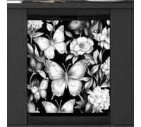 Mexpekil Retro farfalla fiore foglie lavastoviglie magnete copertura 53,3 x 66 cm, decorativo impermeabile lavastoviglie magnetico adesivo per elettrodomestici da cucina