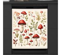 Mexpekil Retro fungo pianta erbacea copertura magnetica per lavastoviglie 58,4 x 66 cm, adesivo decorativo impermeabile per lavastoviglie per elettrodomestici da cucina