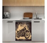 Mexpekil Retro Moto Lavastoviglie Magnete Copertura 53x66 Pollici Decorativo Lavastoviglie Adesivo per Porta D'ingresso Impermeabile Pannello Elettrodomestico Cucina Pannello Adesivo Magnetico