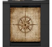 Mexpekil Retro Sea Ocean Compass Copertura magnetica per lavastoviglie 53,3 x 66 cm, adesivo decorativo impermeabile per lavastoviglie per elettrodomestici da cucina