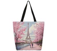 Mexpekil Romantico Torre Eiffel Canvas Tote Bag per donne ragazze borse della spesa riutilizzabili borse della spesa grandi borse da donna borsa a tracolla multiuso
