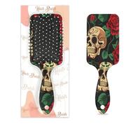 Mexpekil Rose Day Of The Dead Skull Spazzola districante Paddle Capelli Bagnati Spazzole Per Capelli Asciutti Massaggio Cuscino D'aria Pettine per ID Ragazze Donne Uomini