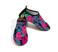 Mexpekil Rose Flower Sugar Skull Pattern Water Shoes per le donne uomini Quick Dry antiscivolo scarpe acqua a piedi nudi, Motivo a teschio di zucchero con rose, 37/38 EU